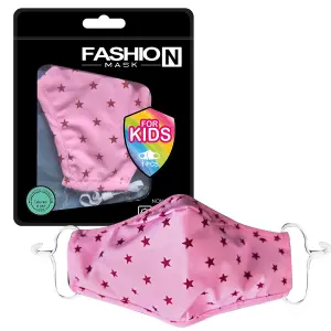 Aquarius Reusable Face Mask Comfortable and Breathable For Kids, Pink Stars