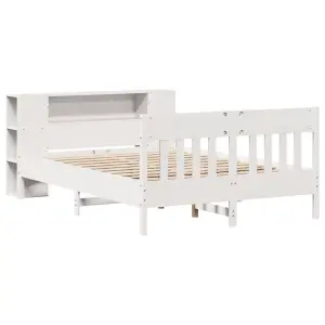 Berkfield Bookcase Bed without Mattress White 150x200 cm King Size Solid Wood Pine