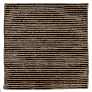 CHAKKAR DARK Stripe Square Jute Beige Black Rug / 180 cm x 180 cm