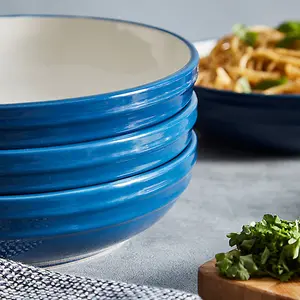 Barbary & Oak Foundry Pasta Bowls, Set of 4 Blue