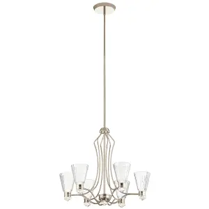 Luminosa Kichler Kayva Integrated LED Multi Arm Pendant Ceiling Light Polished Nickel, 3000K, IP44