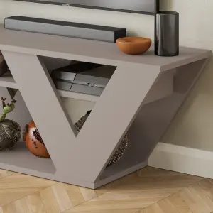 Decortie Pipralla Modern TV Stand Unit with Shelves for Up to 43" TVs Mocha Grey 110cm