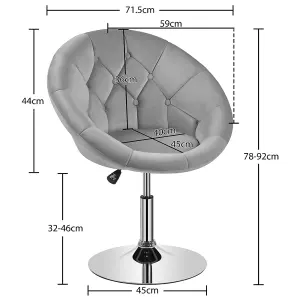 Yaheetech Grey Upholstered Height Adjustable Round Swivel Chair