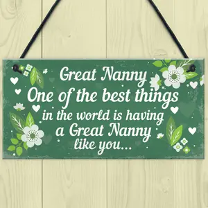 Red Ocean Great Nanny Plaque Hanging Sign Grandparent Gifts From Grandchildren Keepsake Birthday Christmas THANK YOU