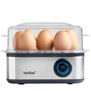 VonShef Egg Boiler and Poacher, Electric Egg Cooker & Omelette Maker 3 in 1 for 16 Boiled Eggs, 500W, Auto Shut Off, Transparent