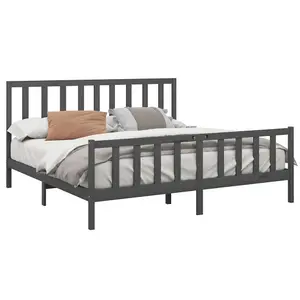 Berkfield Bed Frame Grey Solid Wood Pine 200x200 cm