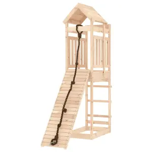 Berkfield Playhouse with Climbing Wall Solid Wood Pine