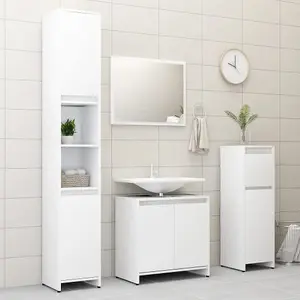 Berkfield 3 Piece Bathroom Furniture Set White Engineered Wood