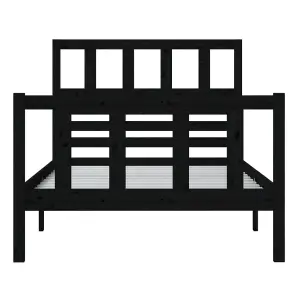 Berkfield Bed Frame Black Solid Wood 90x200 cm Single