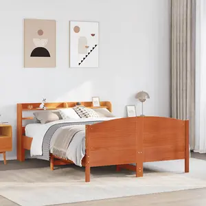 Berkfield Bed Frame without Mattress Wax Brown 120x190 cm Small Double Solid Wood Pine