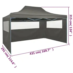 Berkfield Foldable Tent with 3 Walls 3x4.5 m Anthracite