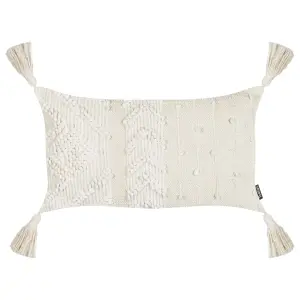 Set of 2 Cushions VALVARIA Cotton 30 x 50 cm Solid Off-White