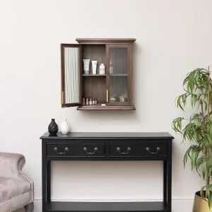 Melody Maison Wooden Reeded Glass Wall Cabinet