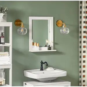 Lyndora Wood Flat Wall Mirror with Drawers