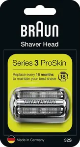 Braun Series 3 Electric Shaver Replacement Head, Easily Attach Your New Shaver Head, Compatible With All Series 3 Proskin Electric Shavers, 32S,