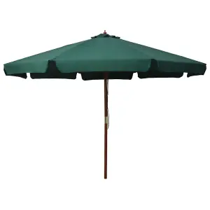 Berkfield Outdoor Parasol with Wooden Pole 330 cm Green