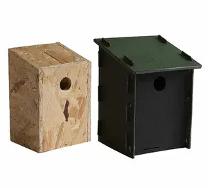 Eco Small Bird Box with 28mm Hole - Recycled LDPE Plastic/Wood - L17 x W17 x H26 cm