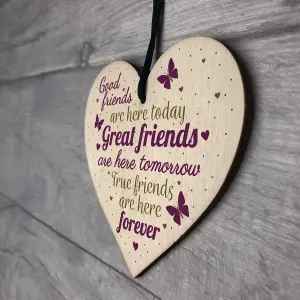 Red Ocean Best Friends Friendship Gifts Handmade Wood Heart Keepsake Sign Birthday Gift For Friend Keepsake