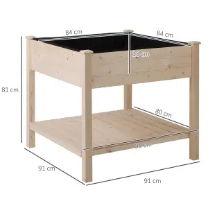 Outsunny Elevated Garden Planting Bed Stand Outdoor Flower Box w/ Storage Shelf