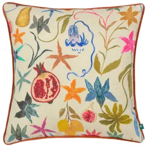 Wylder Pomona Floral Piped Polyester Filled Cushion