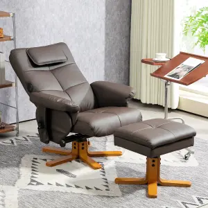 HOMCOM Massage Recliner Chair with Footstool and Hidden Storage, Dark Brown