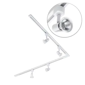 Litecraft Harlem White 4 Head 2m L Shape Kitchen Ceiling Light with LED Bulbs