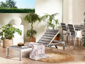 Beliani Industrial Sun Lounger Metal Grey NARDO