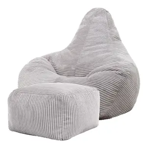 icon Dalton Corduroy Recliner Bean Bag Chair & Footstool Grey