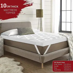 Bedbric 10cm Thick Quilted White Rectangular Microfiber Hotel Quality Mattress Topper Super King