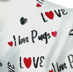 LOVE DOGS Pug figurine, Love Pugs text & hearts design, 23cm