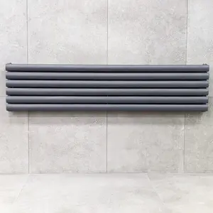 Kensington Grey Double Horizontal Radiator - 350x1500mm