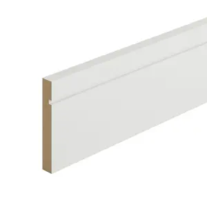 Metsä Wood Grooved Primed White MDF Square Skirting board (L)2400mm (W)119mm (T)18mm, Pack of 4