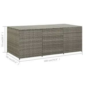 Berkfield Garden Storage Box Poly Rattan 180x90x75 cm Grey