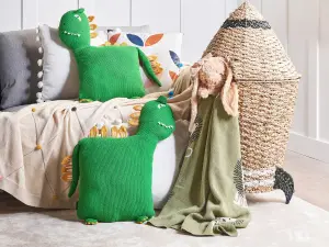 Set of 2 Cushions DINOS Cotton 45 x 45 cm For Kids Green