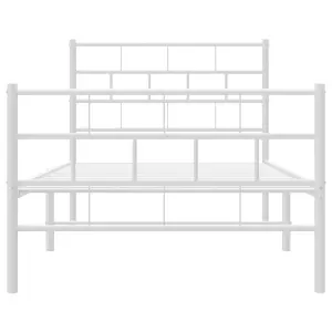 Berkfield Metal Bed Frame with Headboard and Footboard White 107x203 cm