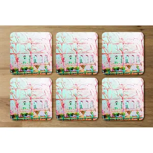 Square 6 Piece Coaster Set (Set of 6) Pink