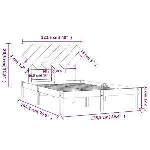 Berkfield Bed Frame White 120x190 cm 4FT Small Double Solid Wood