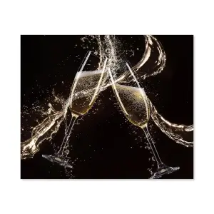 Toughened 6mm Glass Kitchen Splashback 90 x 75cm Champagne Flute Splash Polished Heat Resistant Back Splash for Cookers Hob