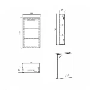 Marvel Bathroom Single Mirrored Wall Cabinet (H)703mm (W)400mm