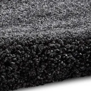 Dark Grey Plain Shaggy Modern Plain Easy to Clean Soft Rug For Dining Room -200cm X 290cm