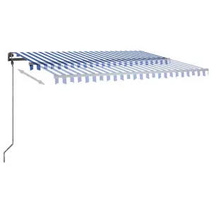 Berkfield Manual Retractable Awning with LED 450x300 cm Blue and White