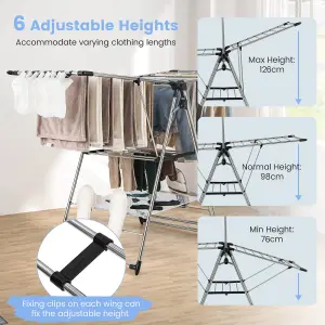 Costway Clothes Drying Rack Aluminum Gullwing Style Rack with 6-Level Adjustable Height