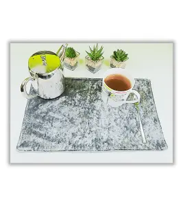 HANDMADE PLACEMATS - PLUSH SILVER - 43.5 X 28.5 CM SET OF 2