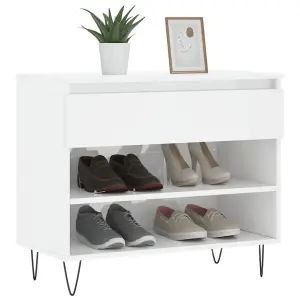 Shoe Cabinet High Gloss White 70x36x60 cm Engineered Wood