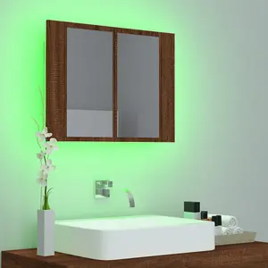 Berkfield LED Mirror Cabinet Brown Oak 60x12x45 cm Engineered Wood