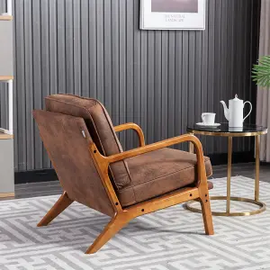 Accent Chair Mid-Century Modern Chair Armchair with Solid Wood Frame for Living Room, Bedroom, Belcony (1,Coffee)