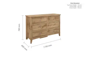 Birlea Hampstead 6 Drawer Chest Oak