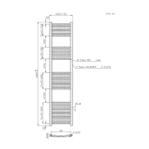 Rinse Modern Bathroom Heated Towel Rail Ladder Radiator 1800x400mm Curved for Bathroom Kitchen Anthracite