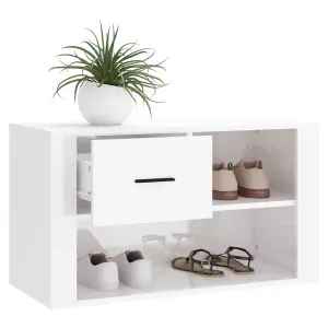 Berkfield Shoe Cabinet High Gloss White 80x35x45 cm Engineered Wood