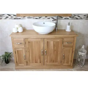 Edmonds Solid Oak 123mm Free-Standing Vanity Unit